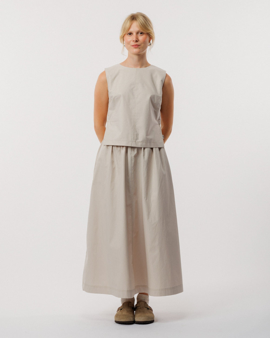 Aimee Poplin Top - Stone