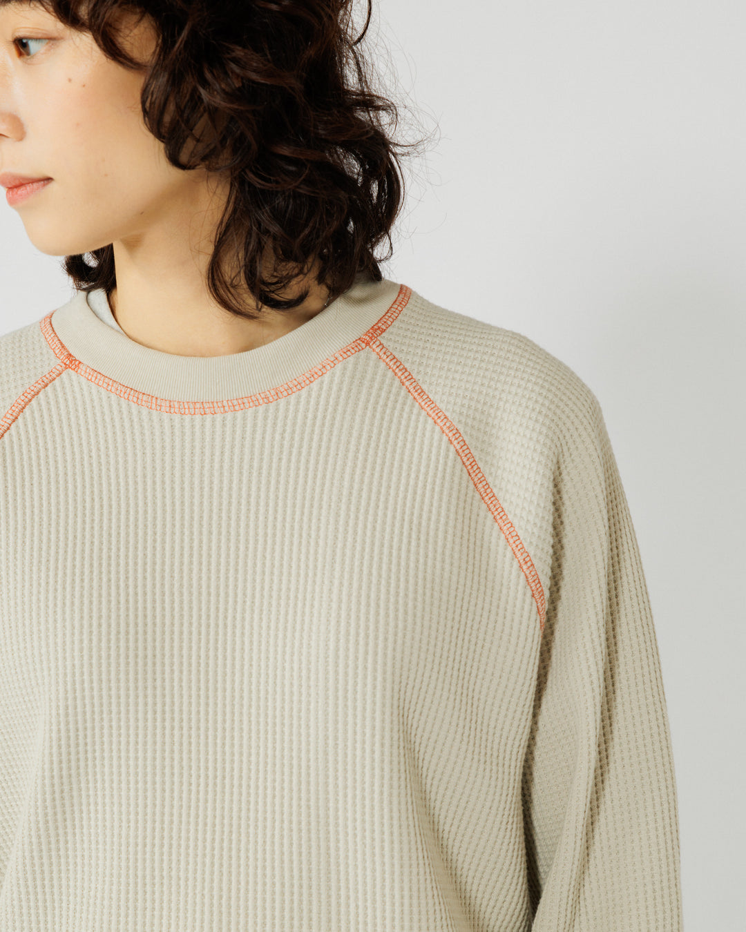 Range Waffle Sweat - Stone/Orange
