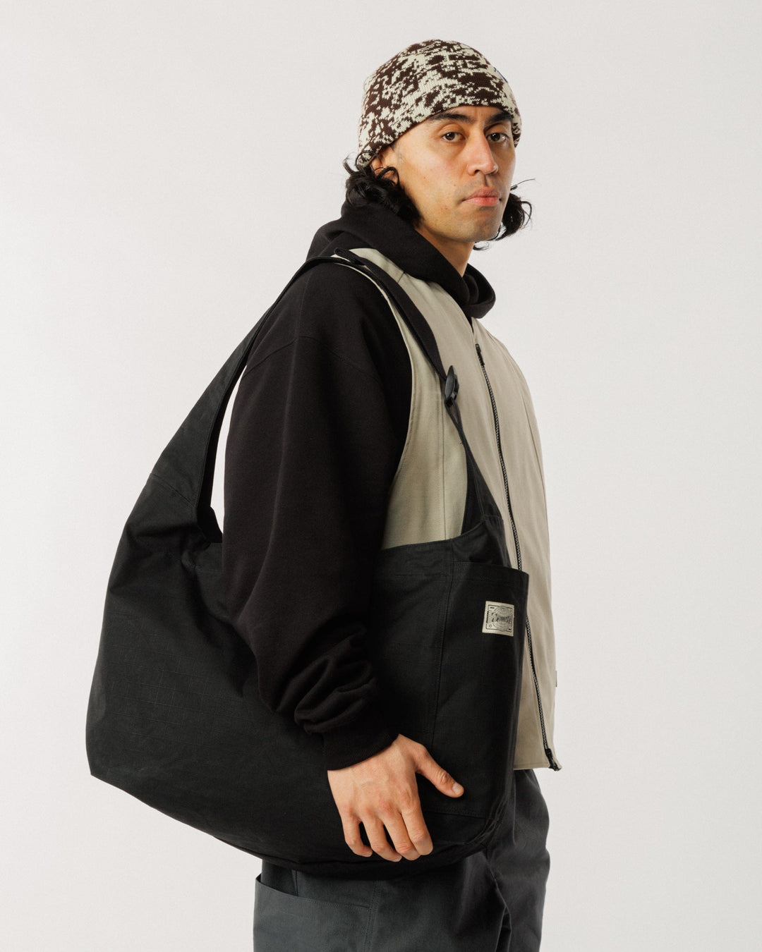 Water Resistant Studio Ripstop Crossbody Tote - Black