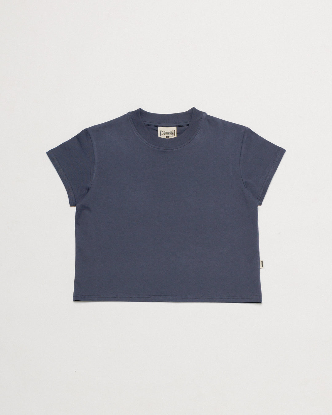 Mid-Weight Cropped Organic T-Shirt - Washed Blue