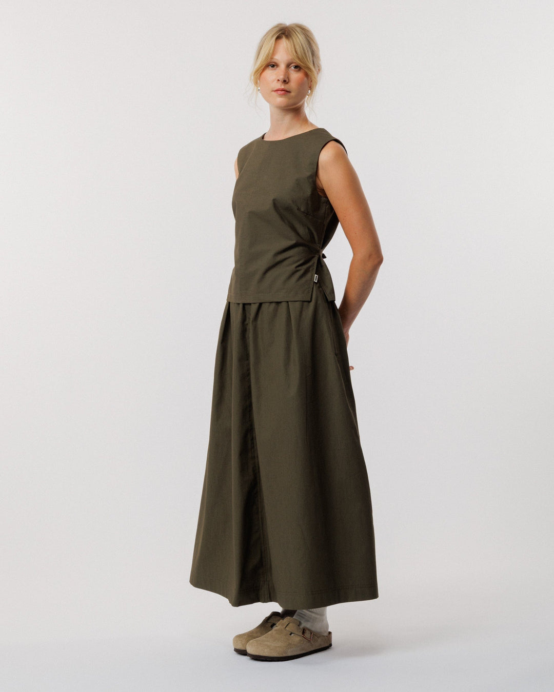 Aimee Poplin Top - Khaki