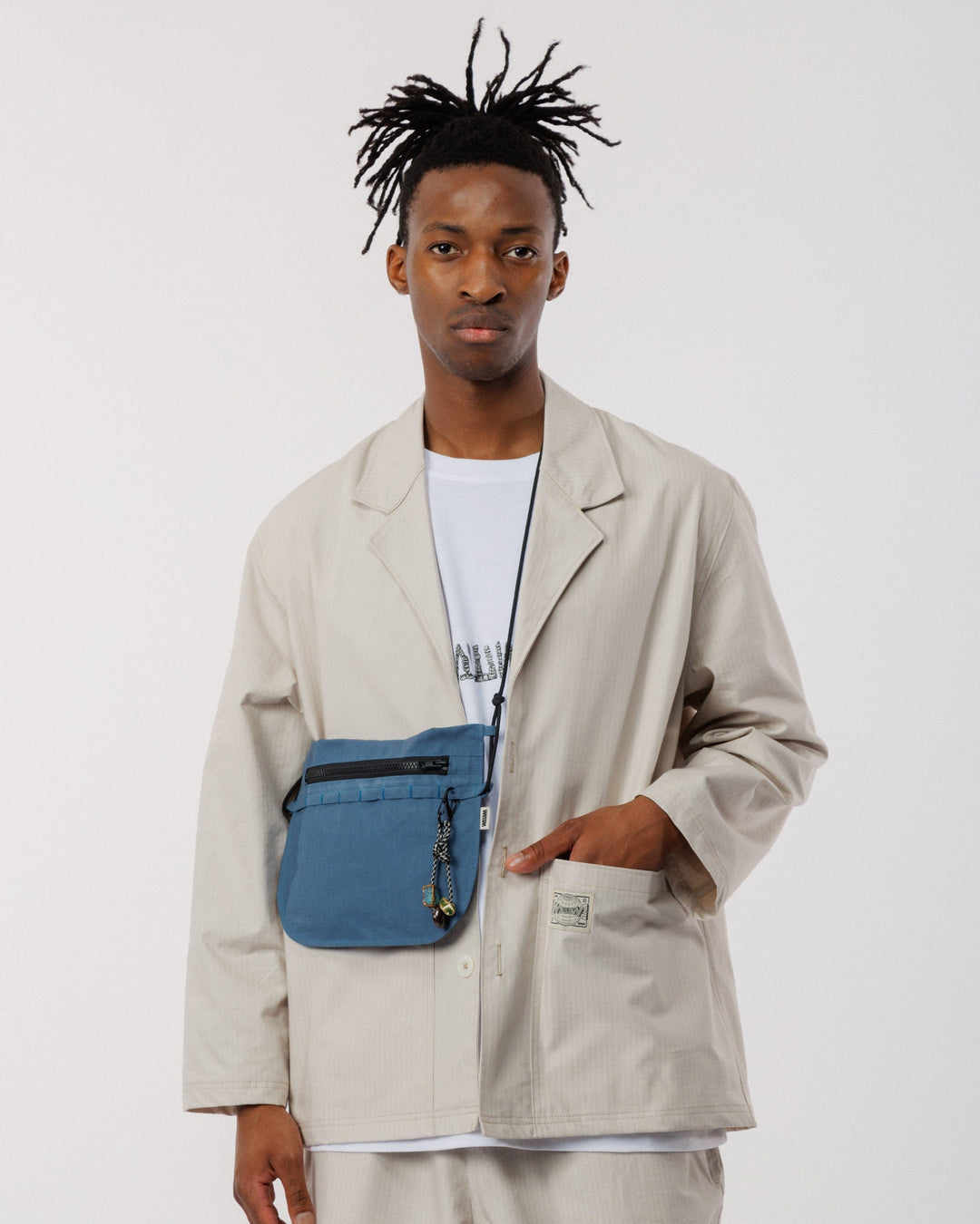 Bar Tack Sacoche - Slate Blue