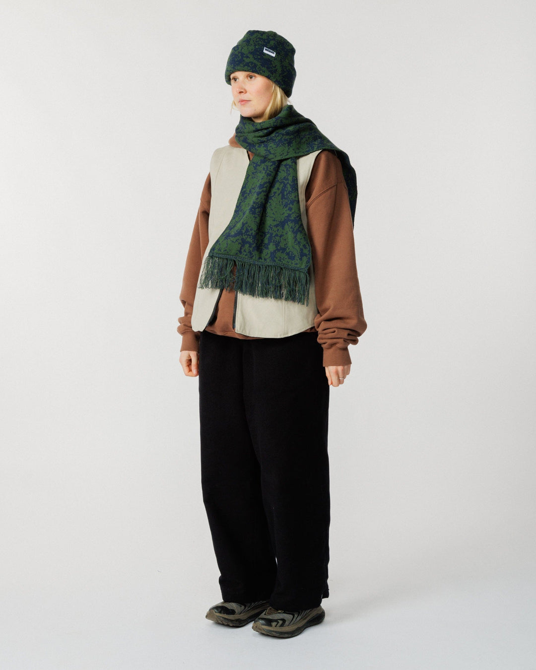 Barley Scarf - Dark Green & Navy