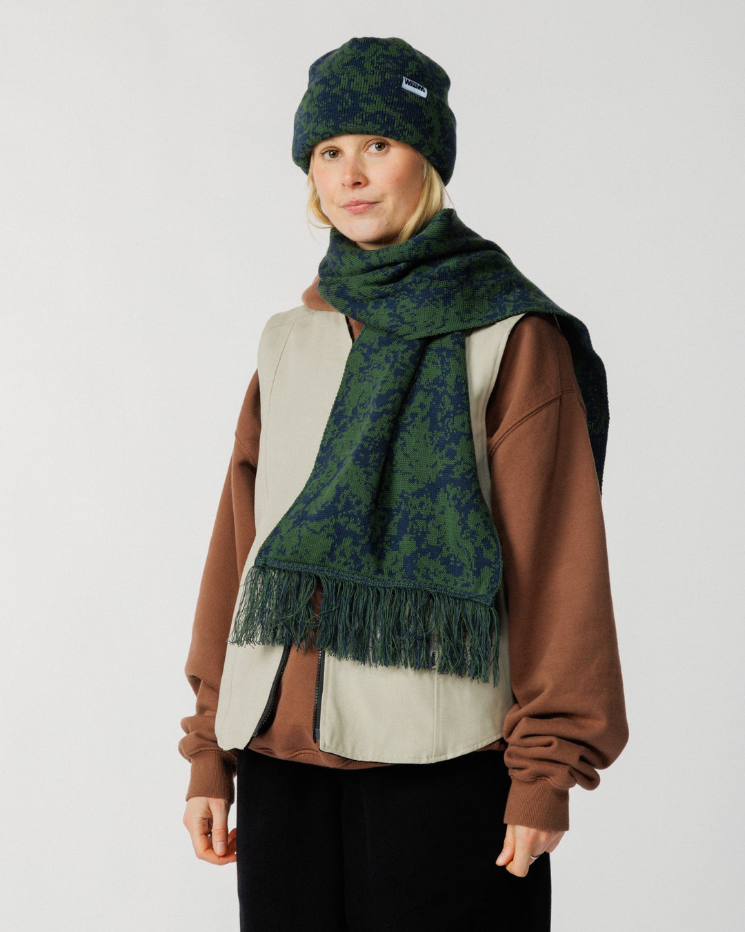 Barley & Hat Scarf Gift Set - Dark Green & Navy