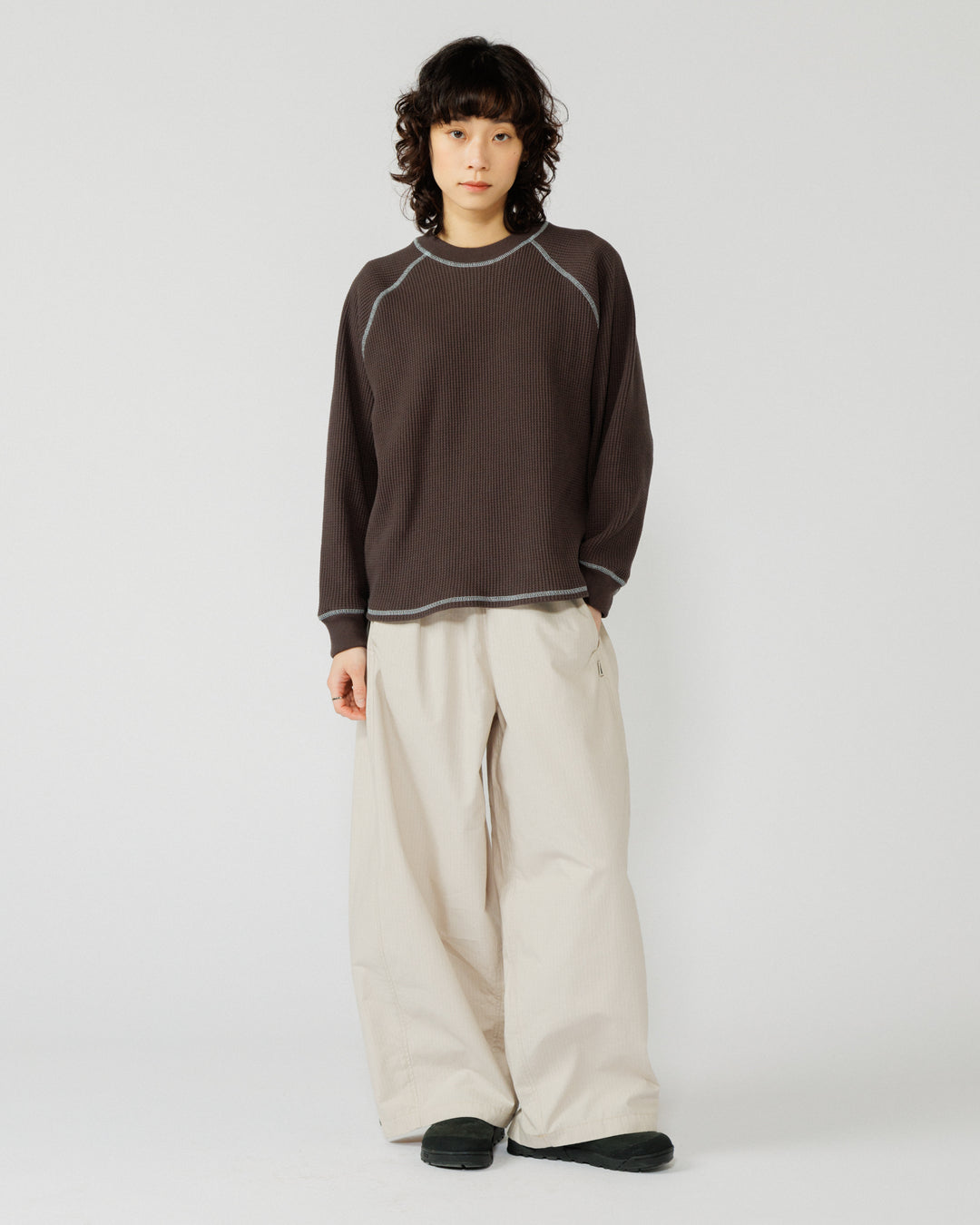 Range Waffle Sweat - Chocolate Brown/Powder Blue