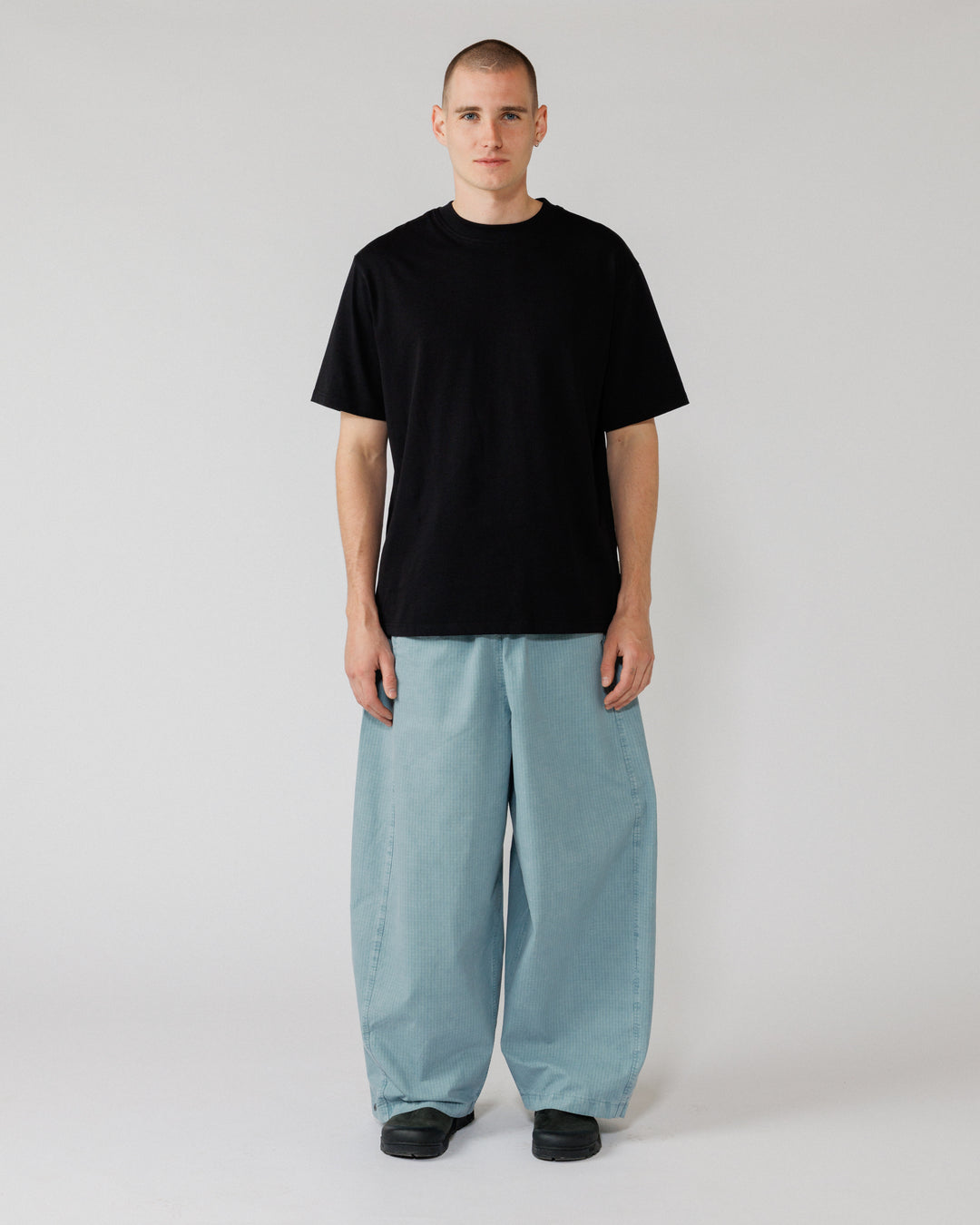 Garment Dyed Atlas Pants - Powder Blue — hero: full front, strong contrast