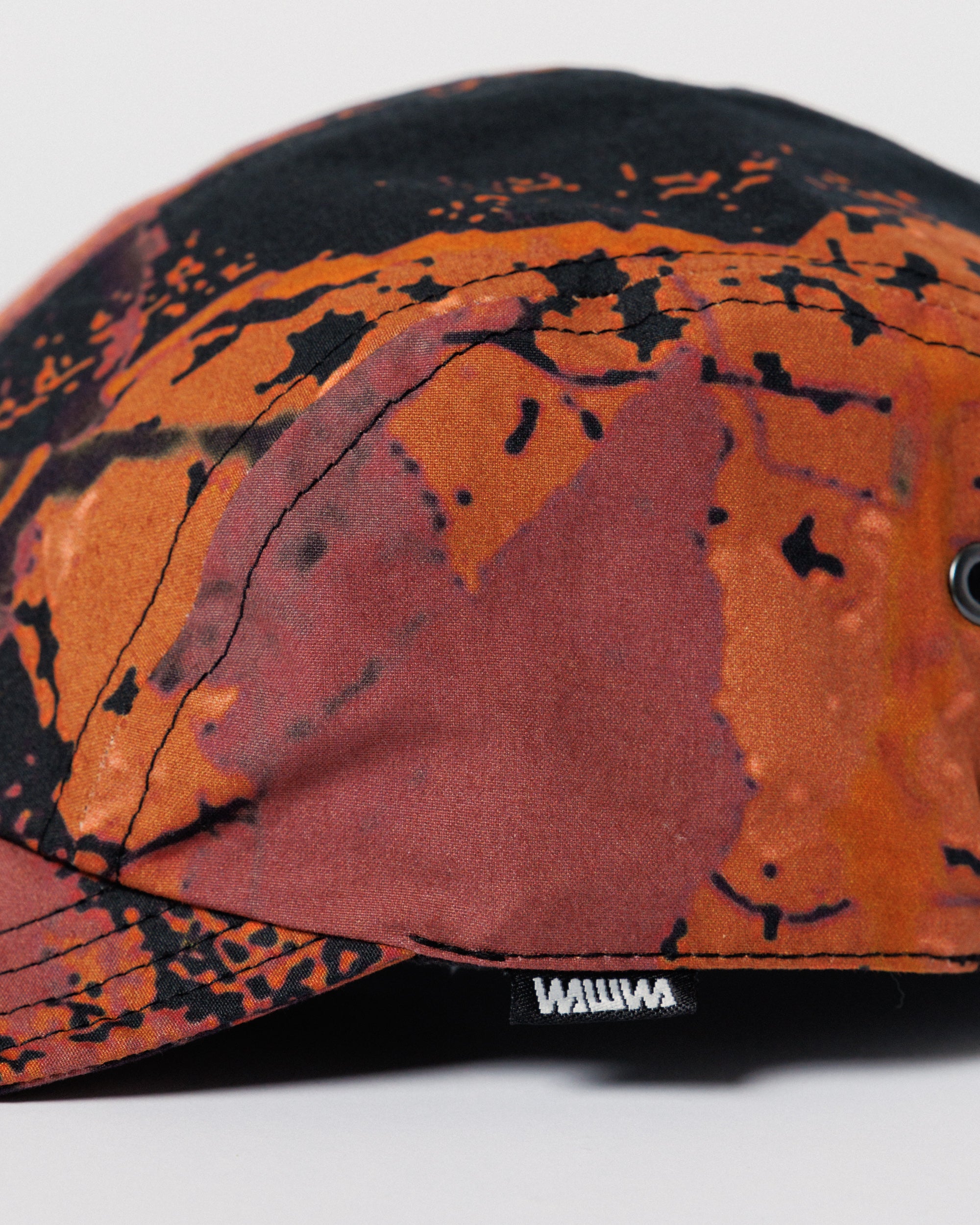 Oak Cap - Abstract Brick Camo — eyelet, stitch, print close-up