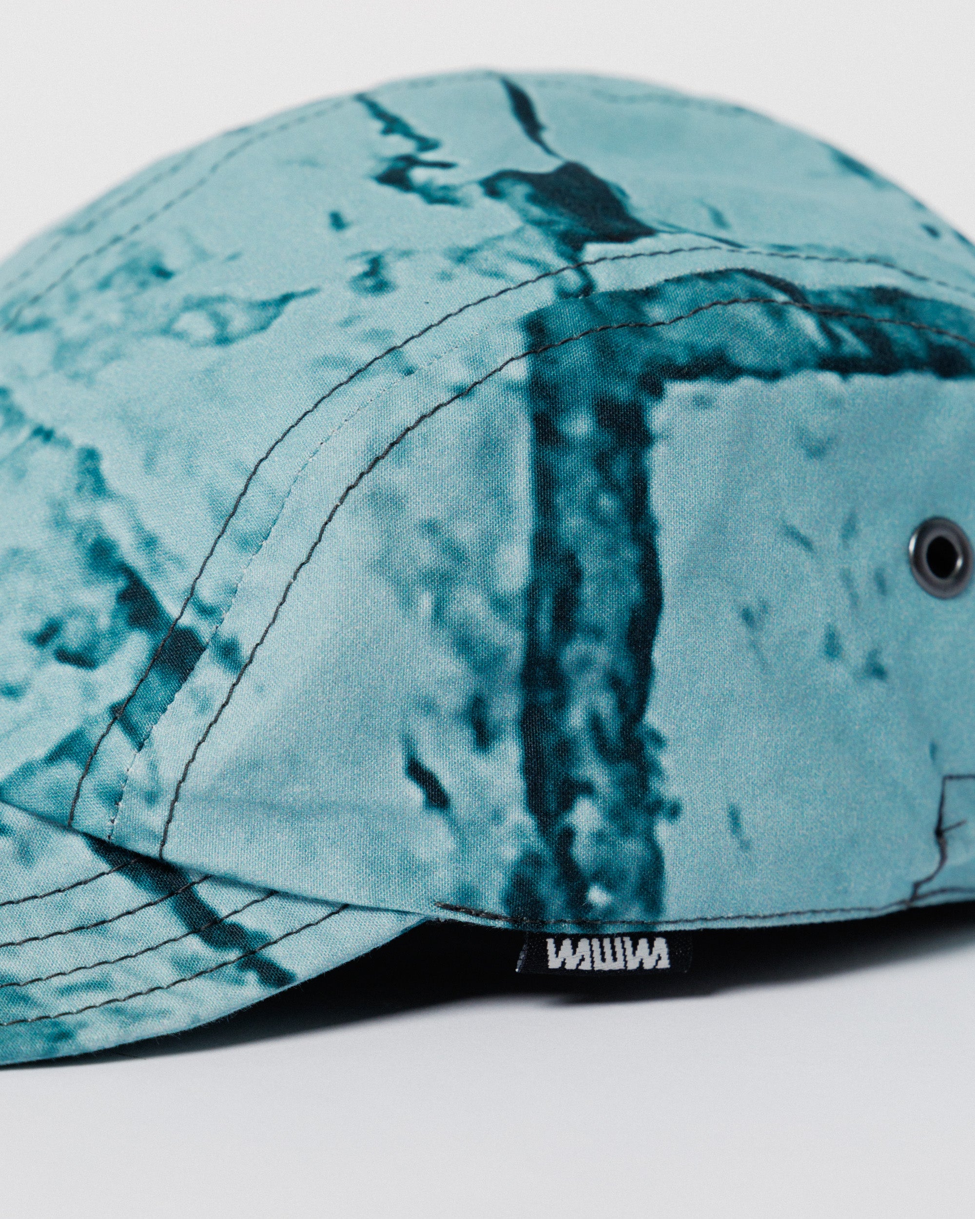 Oak Cap - Blue Brick Camo — eyelet, stitch, print close-up